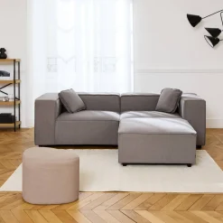 2-3 seater modular sofa with water-repellent fabric and footstool