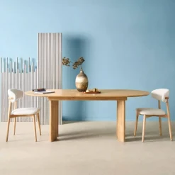 6-8 seater oval extendable dining table, rubberwood and oak veneer