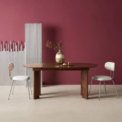 6-8 seater oval extendable dining table, rubberwood and oak veneer