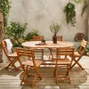 6-seater oval wooden folding garden table