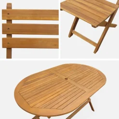 6-seater oval wooden folding garden table