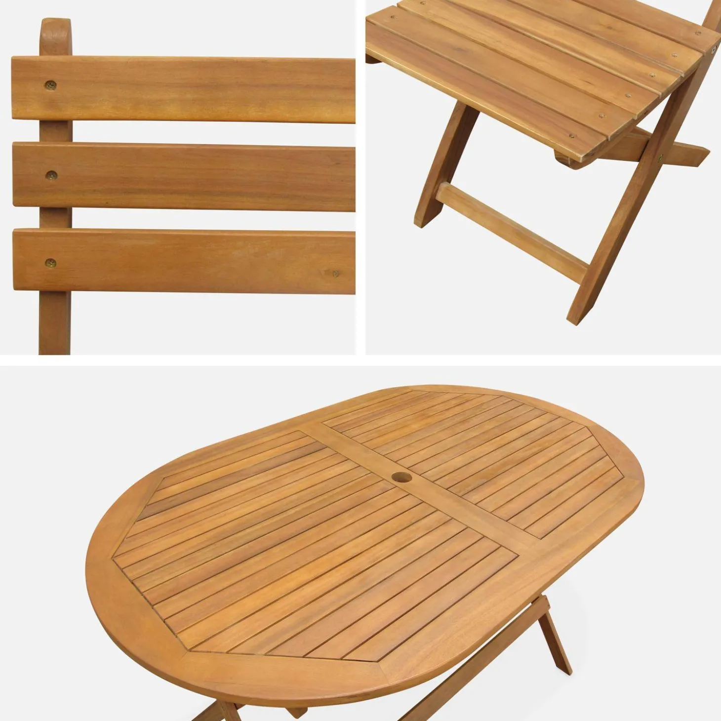 6-seater oval wooden folding garden table