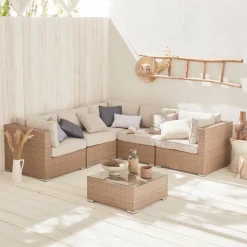 5-seater polyrattan corner garden sofa set