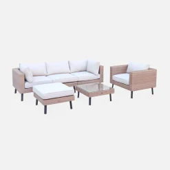 5-seater polyrattan garden sofa set