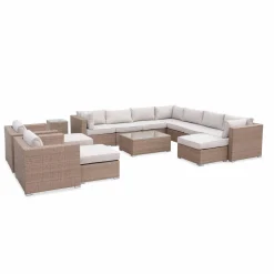 12-14-seater premium polyrattan garden sofa set