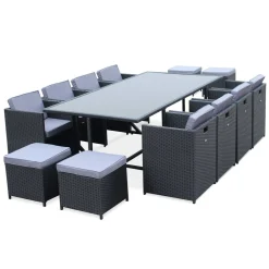 8-12 Seater rattan garden table set - Vasto 12