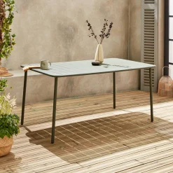 6-8 seater rectangular steel garden table