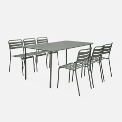 6-8 seater rectangular steel garden table