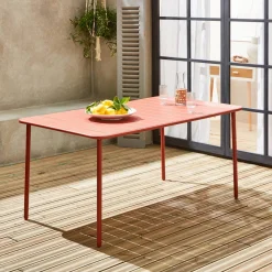 6-8 seater rectangular steel garden table