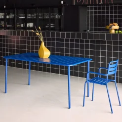 6-8 seater rectangular steel garden table
