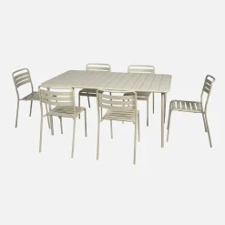 6-8 seater rectangular steel garden table set with 6 chairs