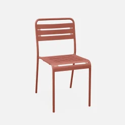 4-seater rectangular steel garden table with 4 chairs