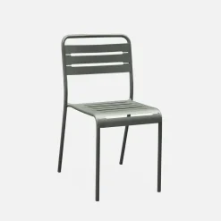 4-seater rectangular steel garden table with 4 chairs