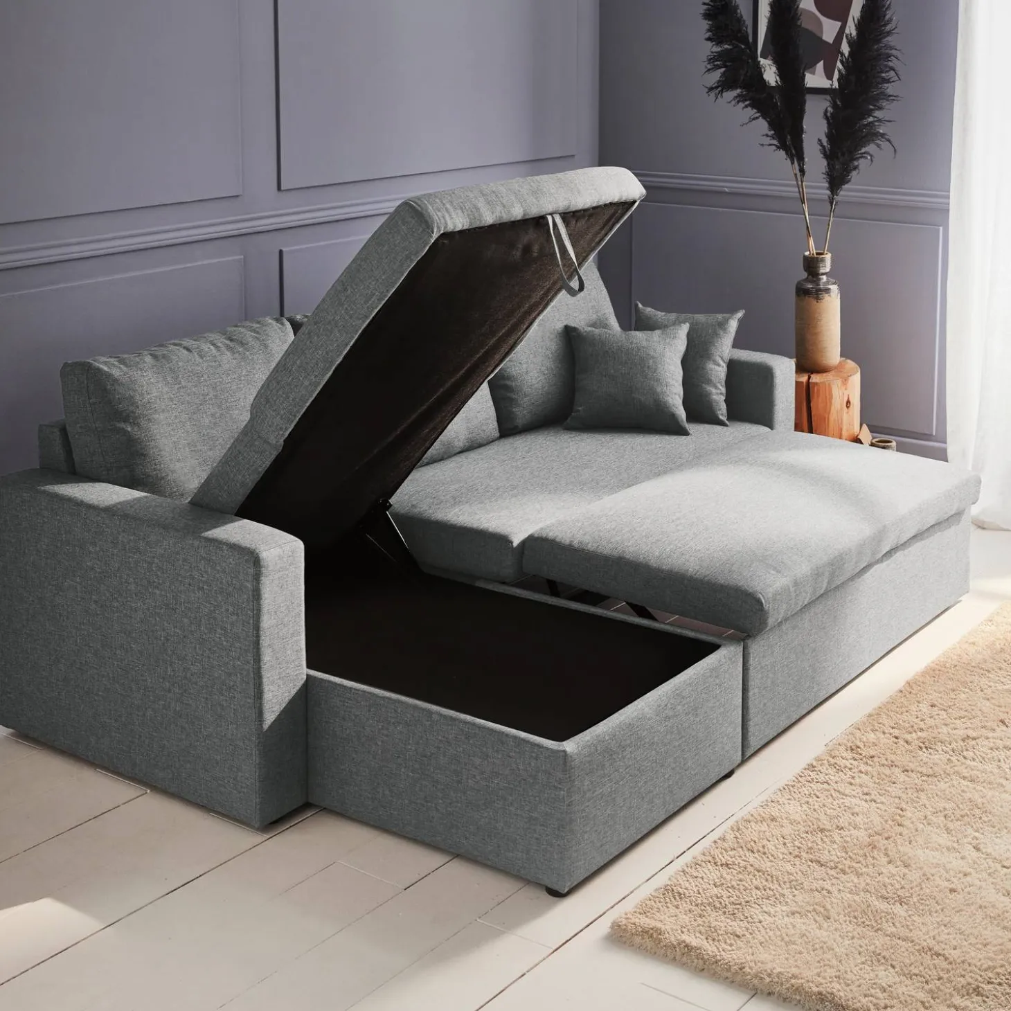 3-seater reversible corner sofa bed with storage