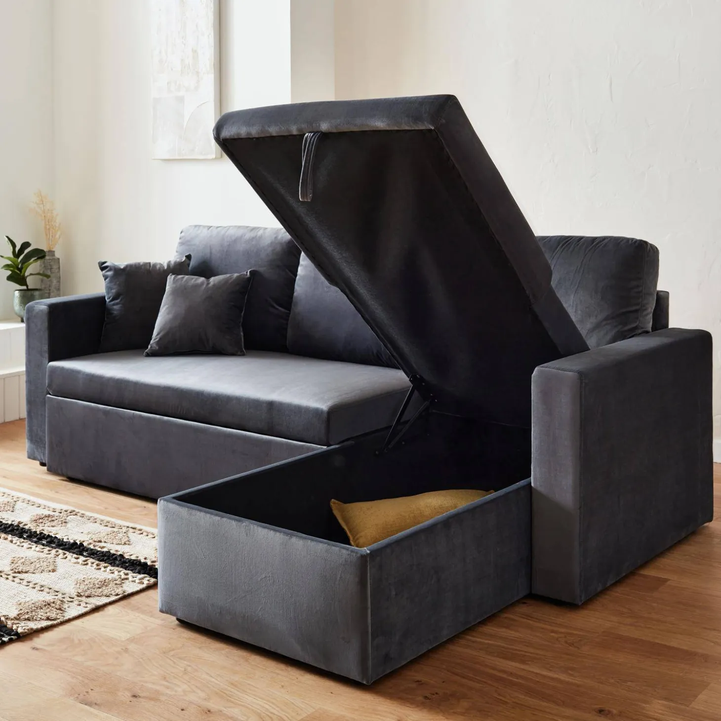 3-seater reversible corner sofa bed with storage