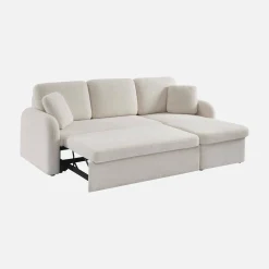 3-seater reversible corner sofa bed in boucle fabric