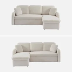 3-seater reversible corner sofa bed in boucle fabric