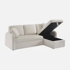 3-seater reversible corner sofa bed in boucle fabric