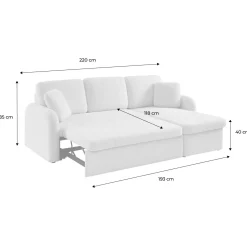 3-seater reversible corner sofa bed in boucle fabric