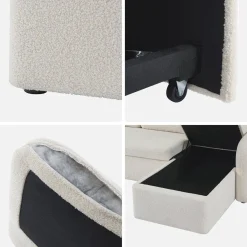3-seater reversible corner sofa bed in boucle fabric