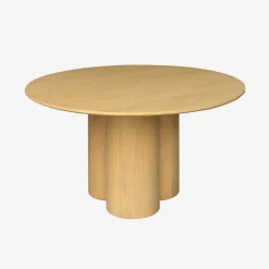 4-seater round dining table, rubberwood and oak veneer
