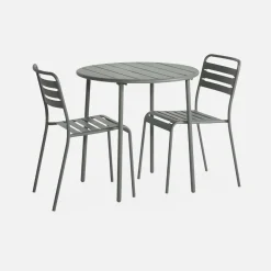 2-seater round steel garden table