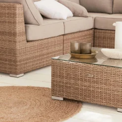 12-14 seater round woven resin garden sofa set
