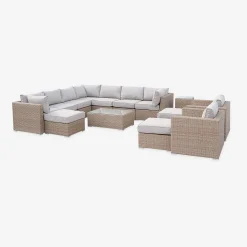 12-14 seater round woven resin garden sofa set