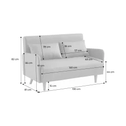 2-seater scandinavian convertible sofa with boucle fabric