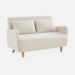 2-seater scandinavian convertible sofa with boucle fabric