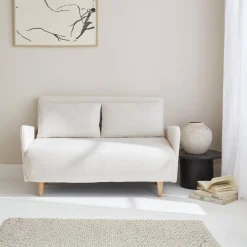 2-seater scandinavian convertible sofa with boucle fabric
