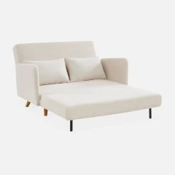 2-seater scandinavian convertible sofa with boucle fabric