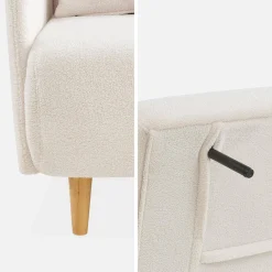 2-seater scandinavian convertible sofa with boucle fabric