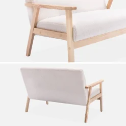 2-seater scandi-style loveseat sofa in boucle fabric