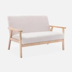 2-seater scandi-style loveseat sofa in boucle fabric