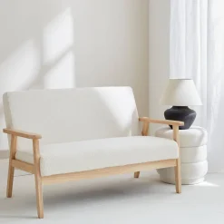 2-seater scandi-style loveseat sofa in boucle fabric