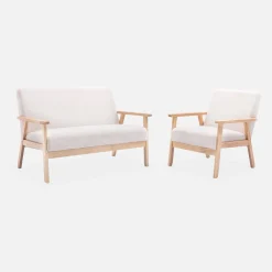 2-seater scandi-style loveseat sofa in boucle fabric