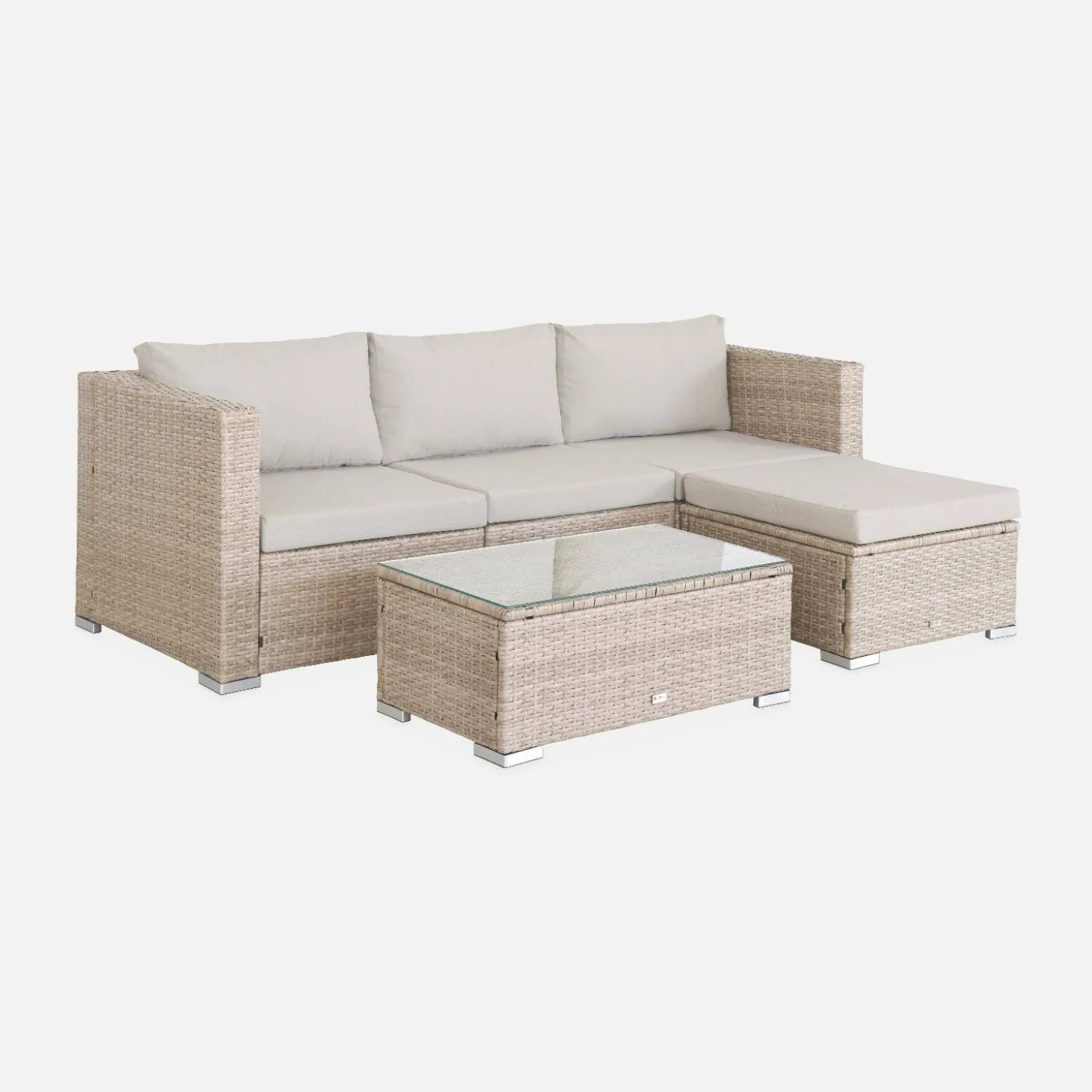 4-seater self-assembly polyrattan garden sofa set