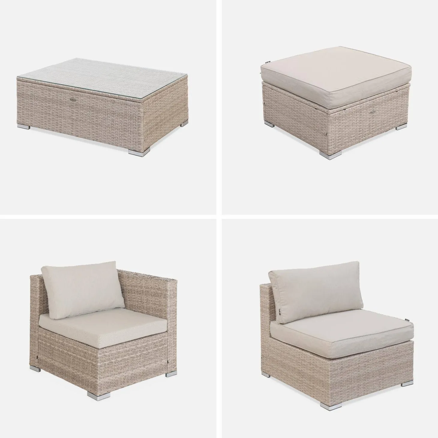 4-seater self-assembly polyrattan garden sofa set