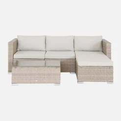 4-seater self-assembly polyrattan garden sofa set
