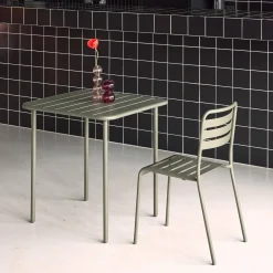2-seater square steel garden table