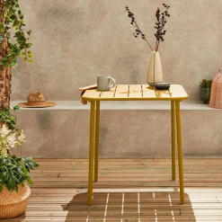 2-seater square steel garden table