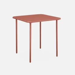 2-seater square steel garden table