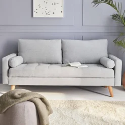 3-seater tufted fabric sofa