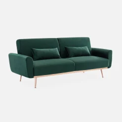 3-seater velvet convertible sofa bed