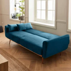 3-seater velvet convertible sofa bed