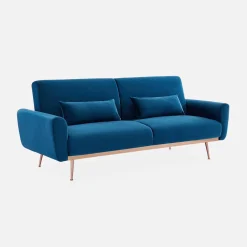 3-seater velvet convertible sofa bed