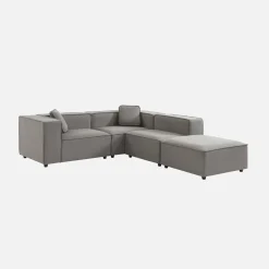 3-4-seater water-repellent modular sofa with 1 footstool