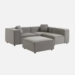 3-4-seater water-repellent modular sofa with 1 footstool
