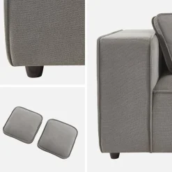 3-4-seater water-repellent modular sofa with 1 footstool